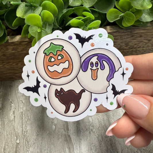 Halloween Cookies White Vinyl Sticker 3"