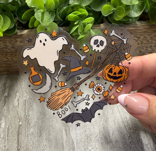 Halloween Heart Clear Vinyl Sticker 3"