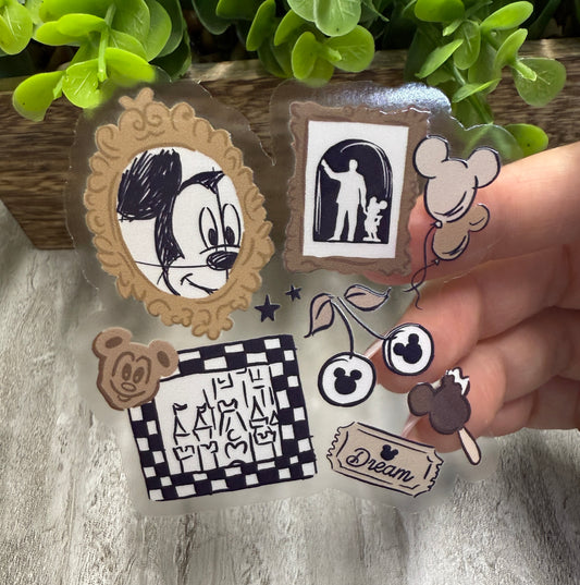 Classic Mouse Frames Clear Vinyl Sticker 3"