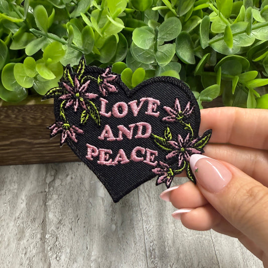 Love and Peace Heart Embroidered Small Patches