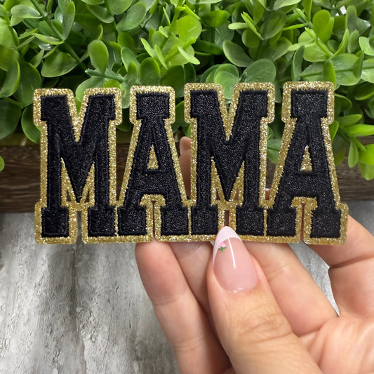 MAMA Black Embroidered Small Patches