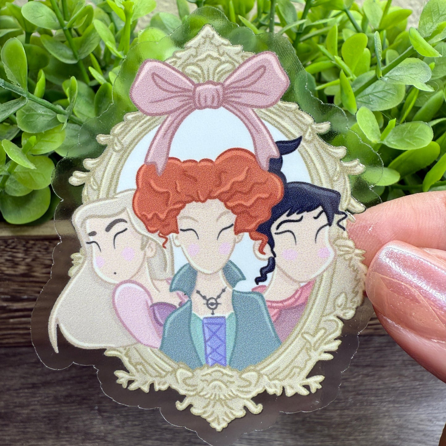 Witches Frame Clear Vinyl Sticker 3"