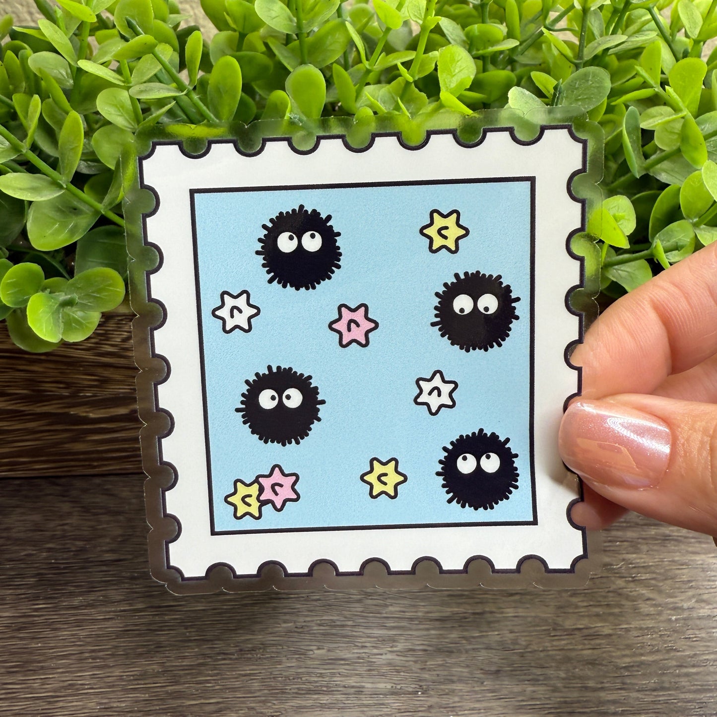Cartoon Stamp Clear Vinyl Sticker 3"