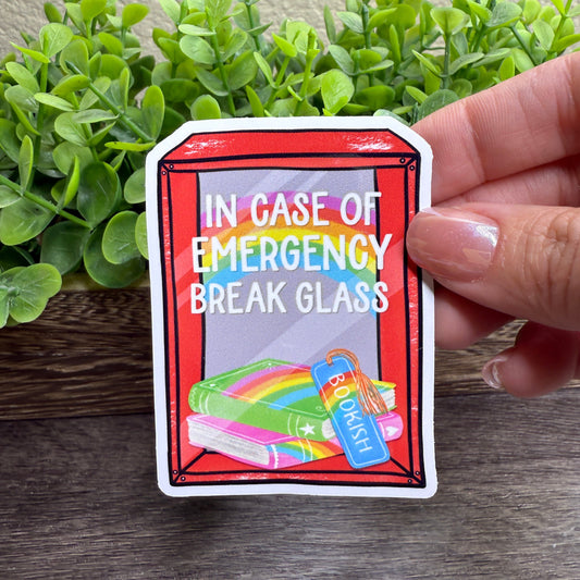 In Case Emergency Break Glass White Vinyl Sticker 3"