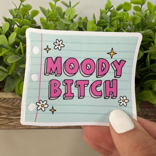 Moody B White Vinyl Sticker 3"