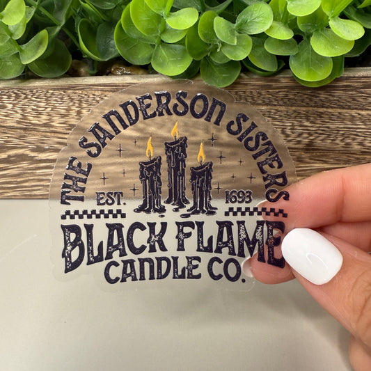 Black Flame Candle Clear Vinyl Sticker 3"