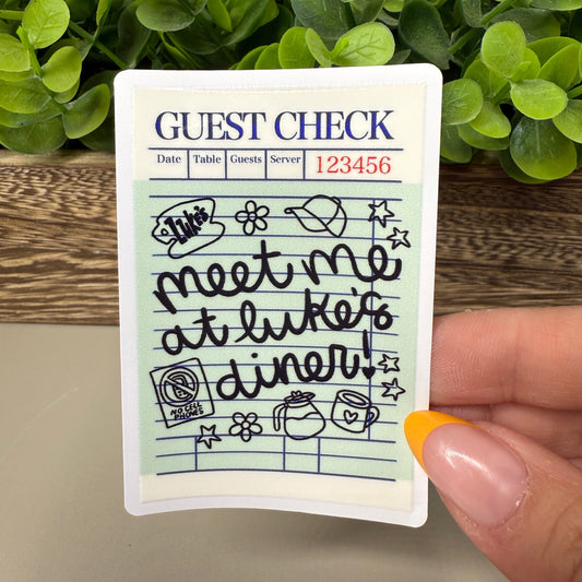 Meet Me at the Diner White Vinyl Sticker 3"