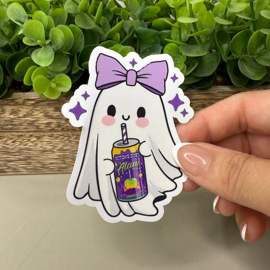Purple Energy Drink White Vinyl Sticker 3"