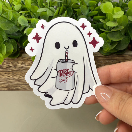 Dr Pep Ghost White Vinyl Sticker 3"