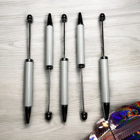 Blank Beadable Pens - Set of 5 (Includes 5 Mylar Bags)