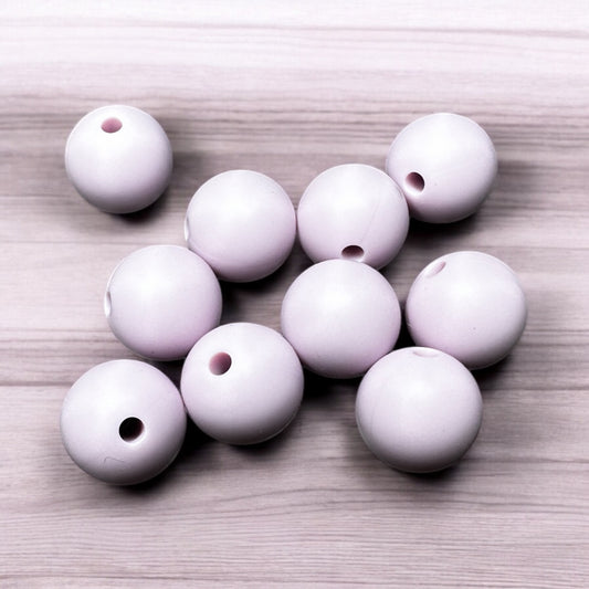 Light Purple Circle Silicone Round Bead- Set of 10