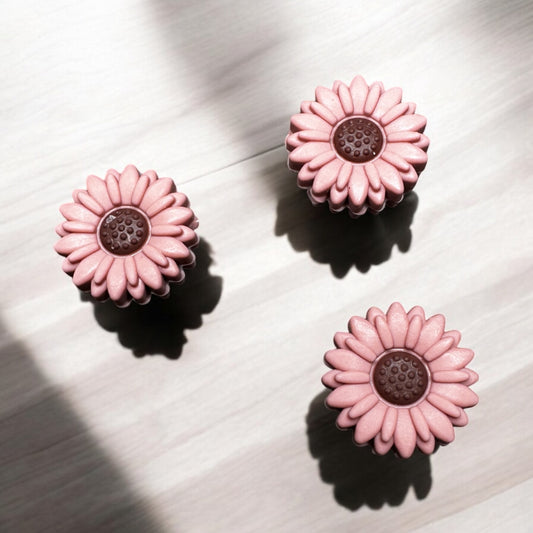 Mauve Pink Flower Focal Bead- Set of 3