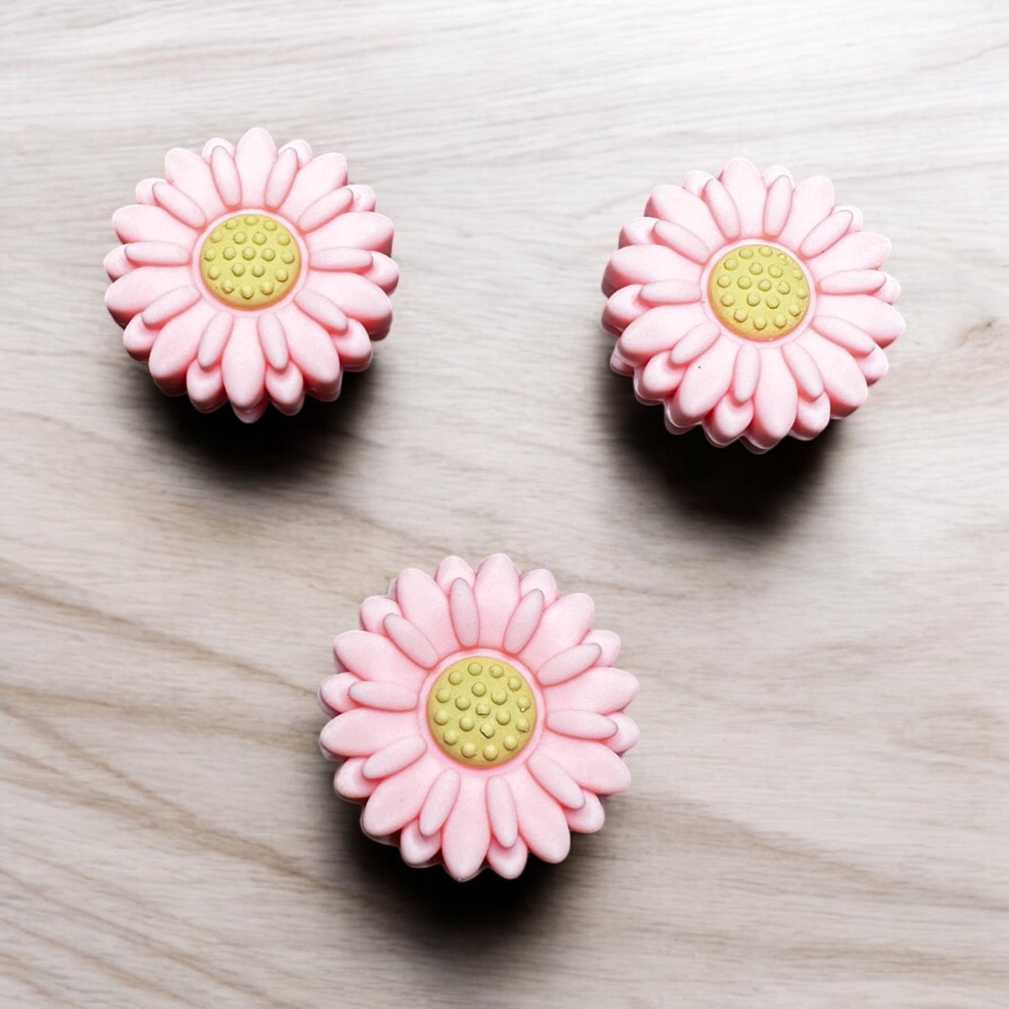 Pink Flower Focal Bead- Set of 3