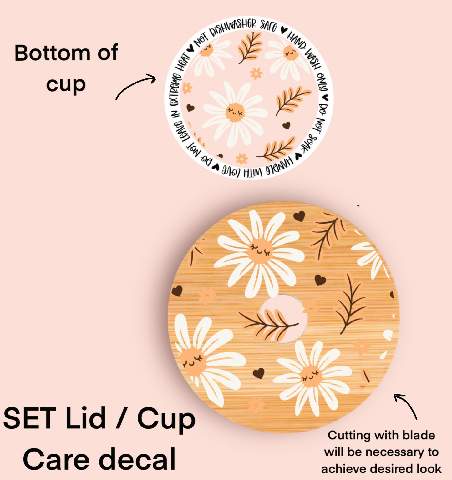 White Flower Daisies UV Wrap / Lid DOUBLE SIDED