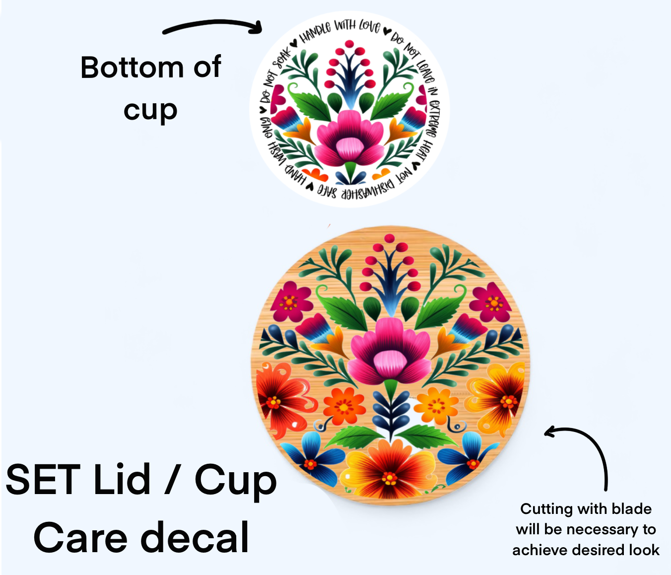 Bright Floral UV Wrap / Lid DOUBLE SIDED