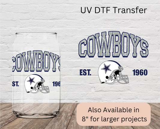 Cowboys Football 4” or 8” UV DTF