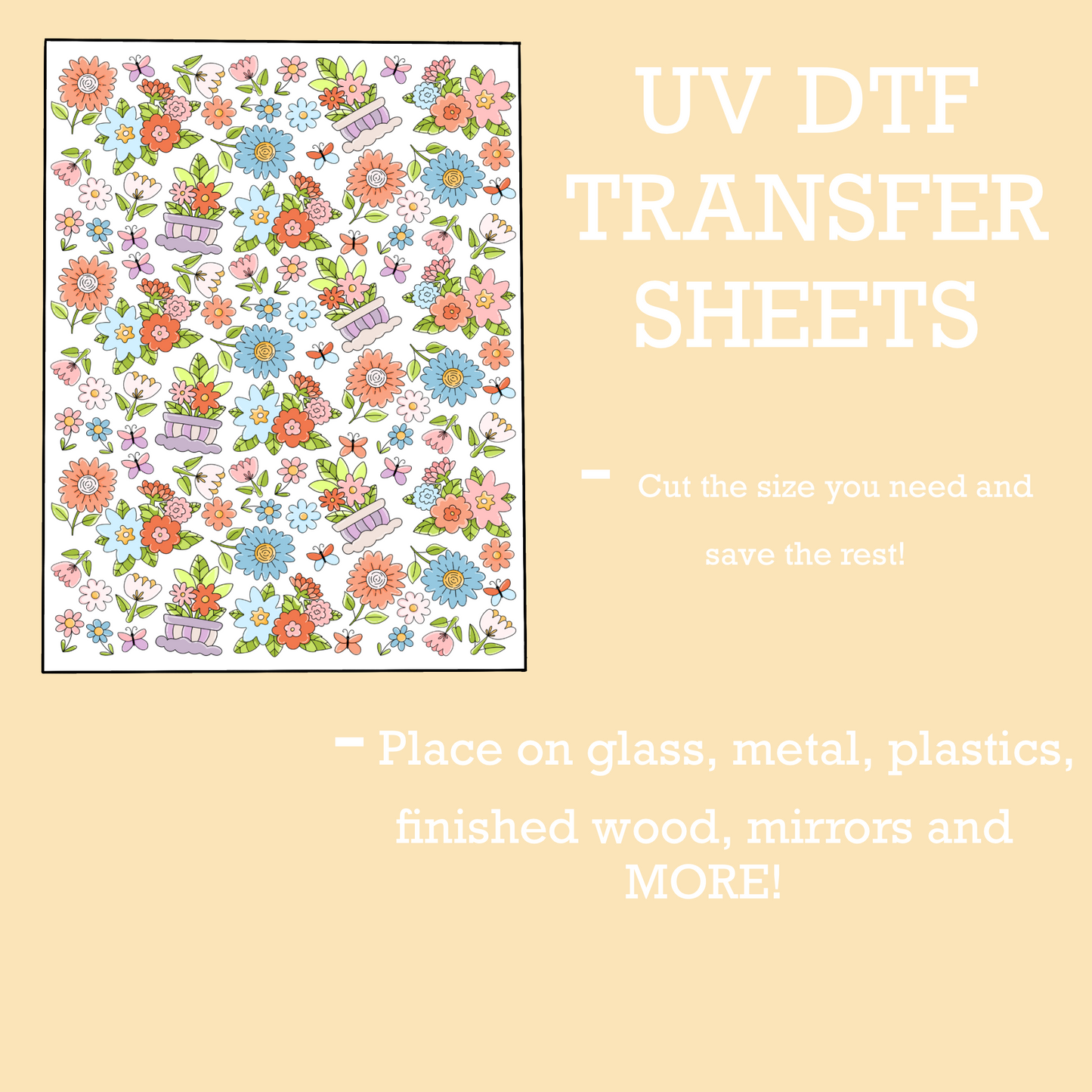 UV DTF SHEET Large Garden Flowers