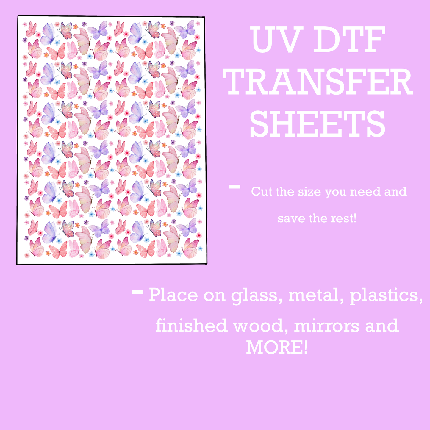 UV DTF SHEET Small Watercolor Butterflies