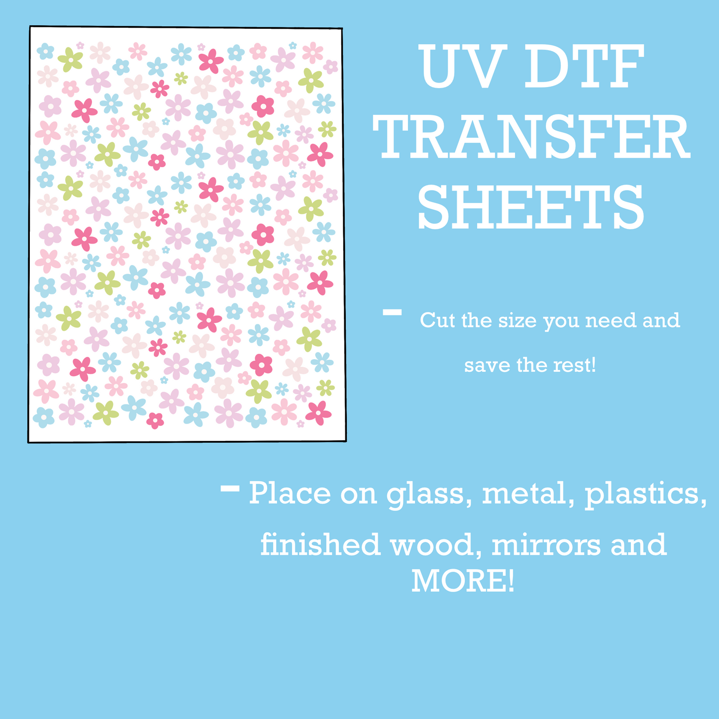 UV DTF SHEET Large Colorful Daisies