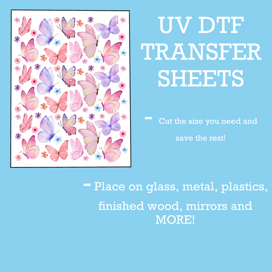 UV DTF SHEET Large Watercolor Butterflies