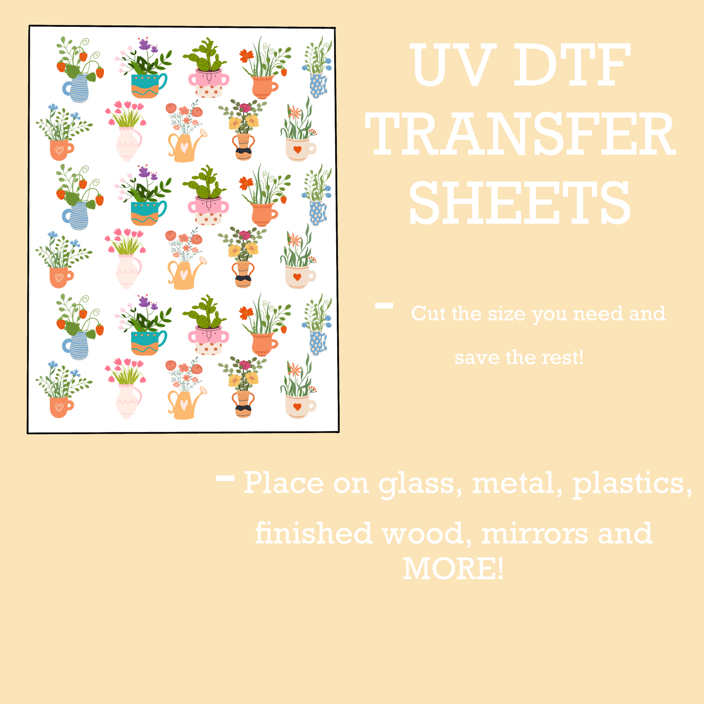 UV DTF SHEET Flower Pots