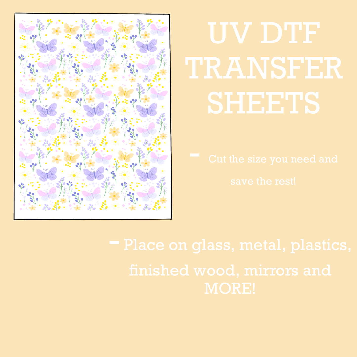 Lavender Butterflies UV DTF SHEET