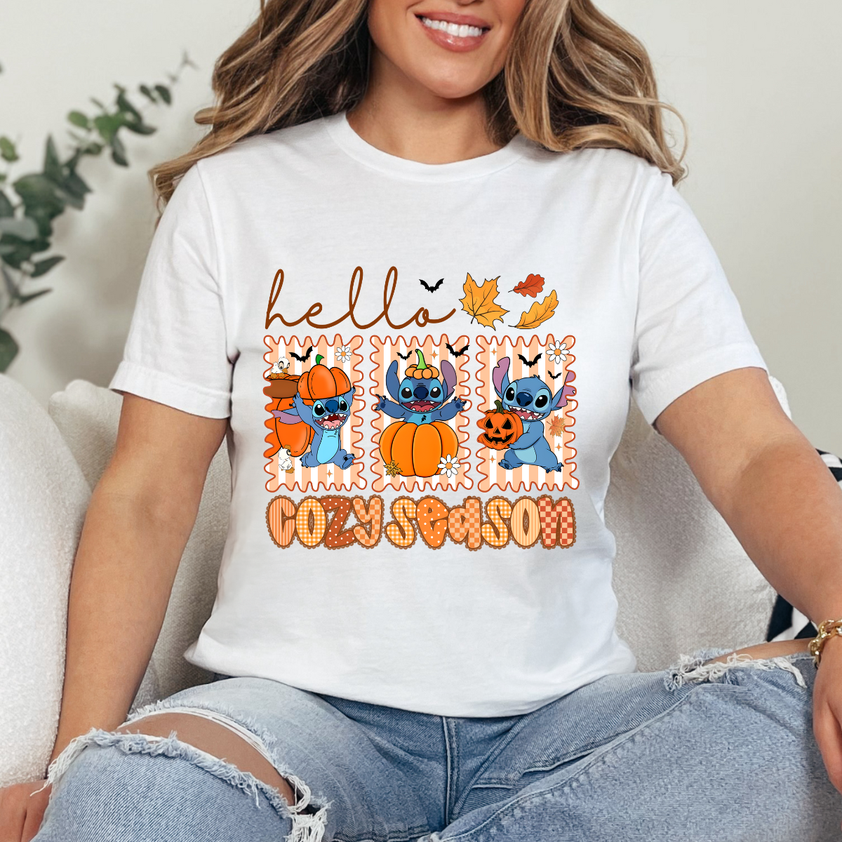 Hello Cozy Season Blue Alien DTF TRANSFER
