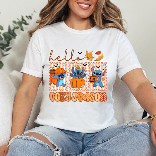 Hello Cozy Season Blue Alien DTF TRANSFER