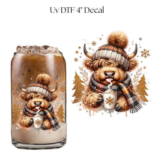 Winter Cow 4” UV DTF Decal