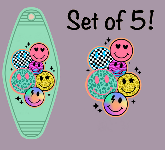 Happy Faces  UV (MOTEL KEYCHAIN)