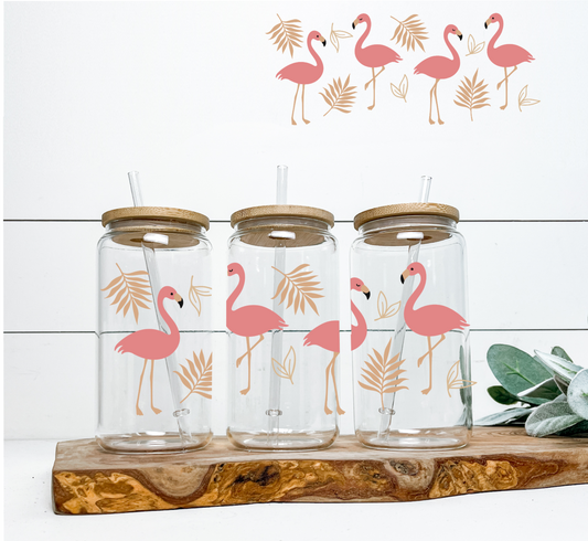 Pink Flamingos 16oz UV DTF