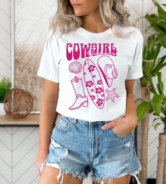 Cowgirl Summer Hot Pink Screen Print Transfer