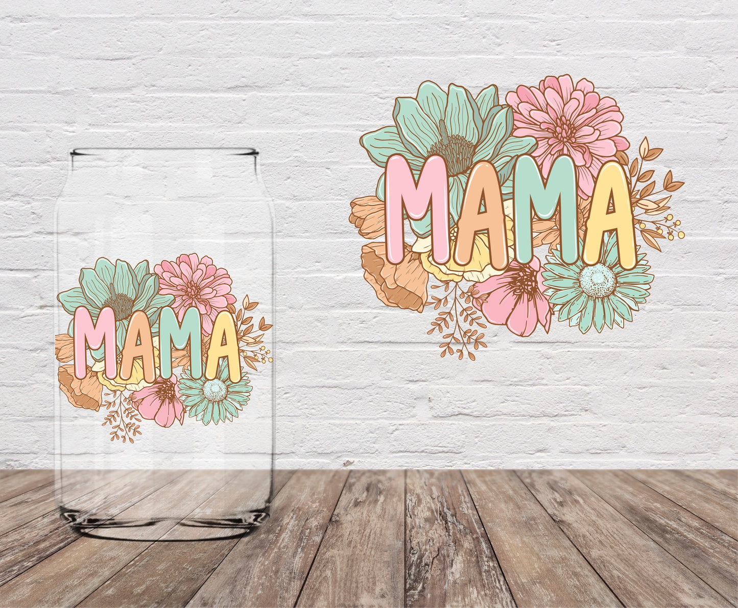 Floral MAMA 4" UV DTF DOUBLE SIDED