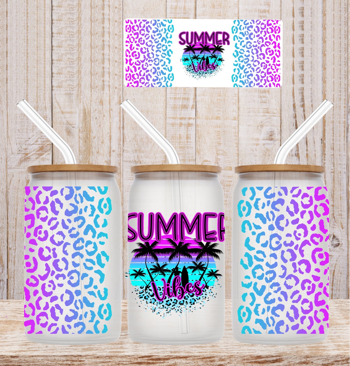 Summer Vibes Leopard 16oz UV DTF