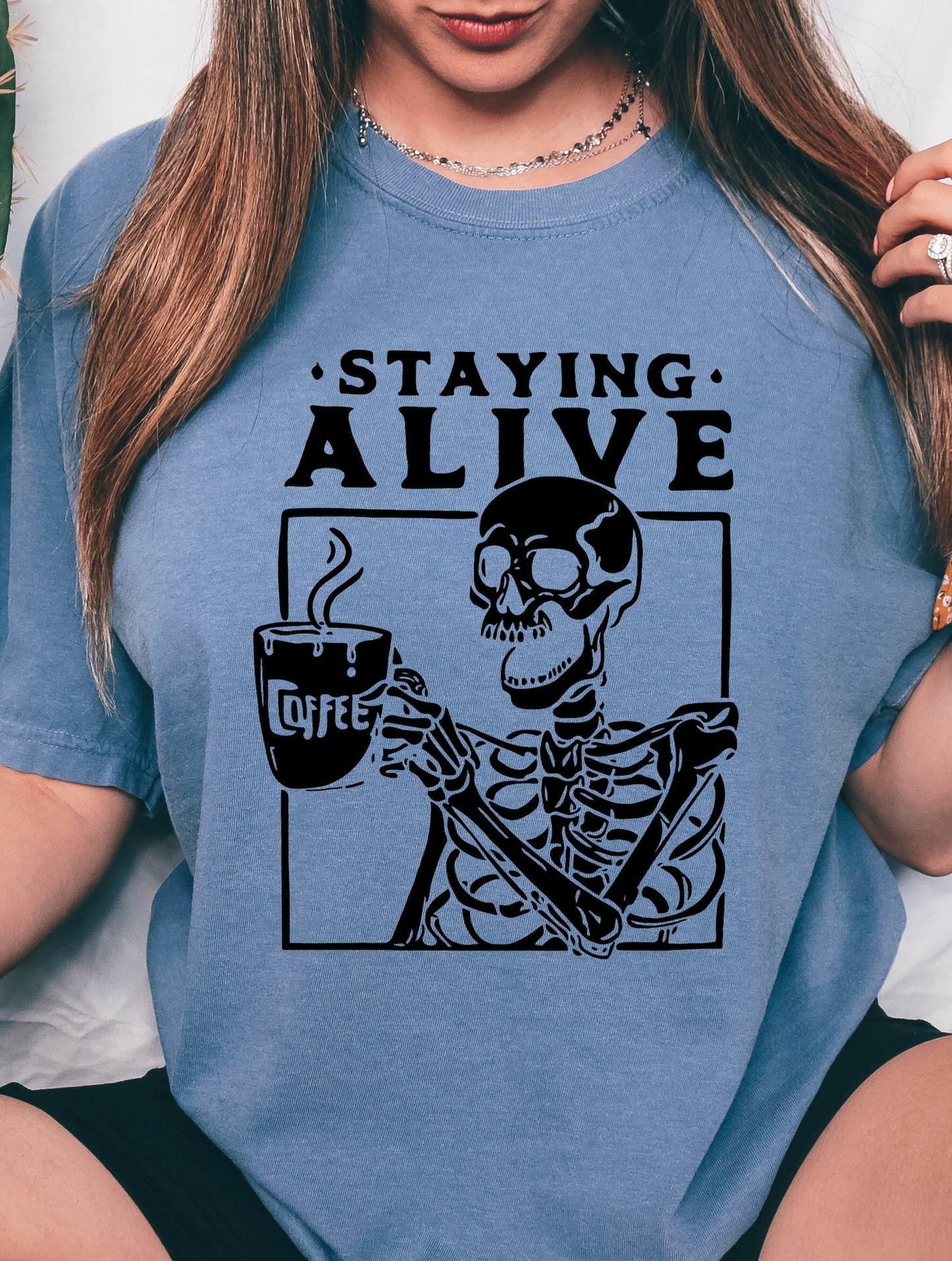 Staying Alive Coffee Screen Print Transfer